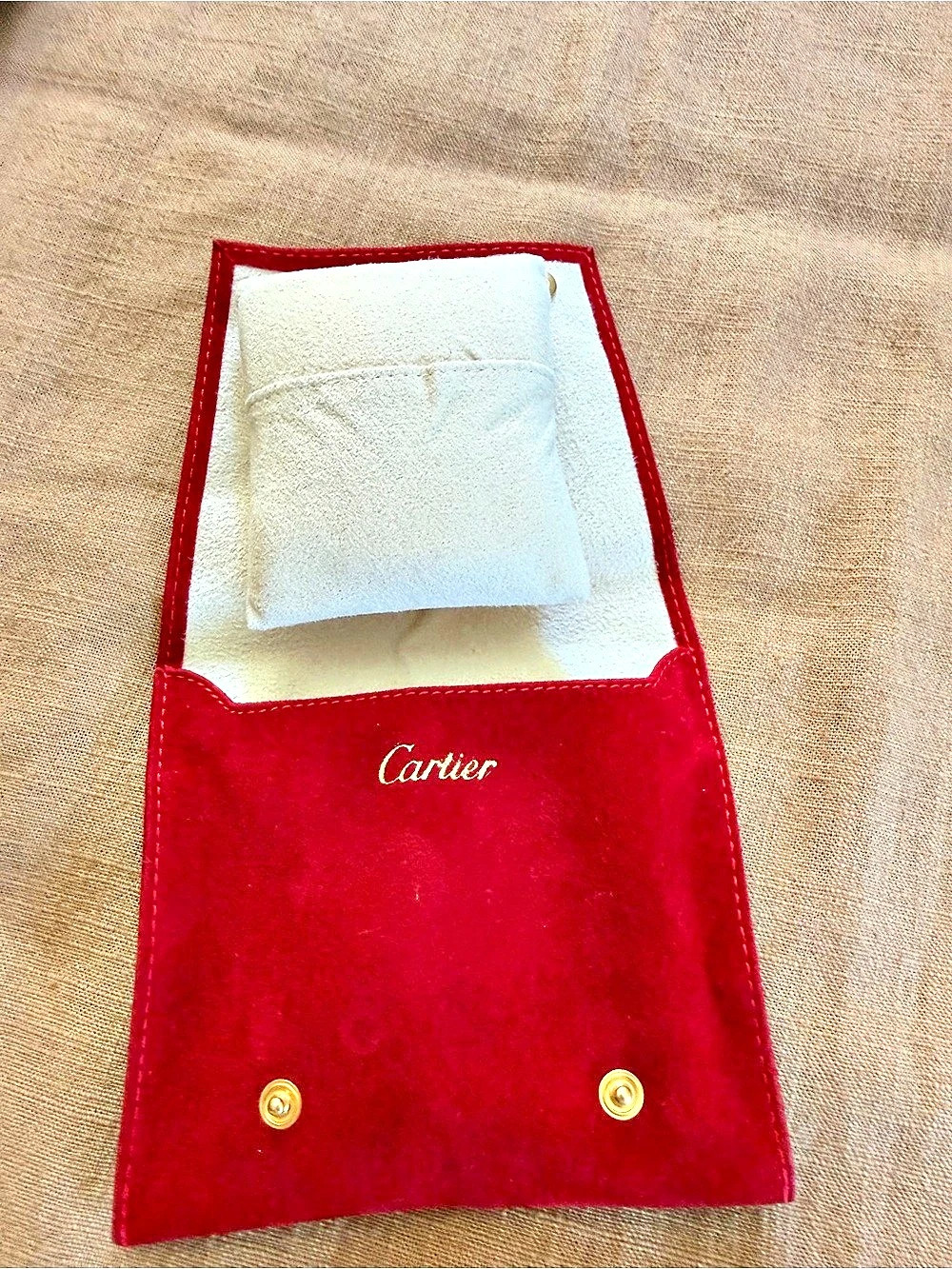 Cartier Red Suede Watch Travel Pouch with Cushion